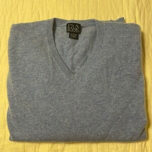 Blue Jos. A. Bank cashmere v neck sweater.